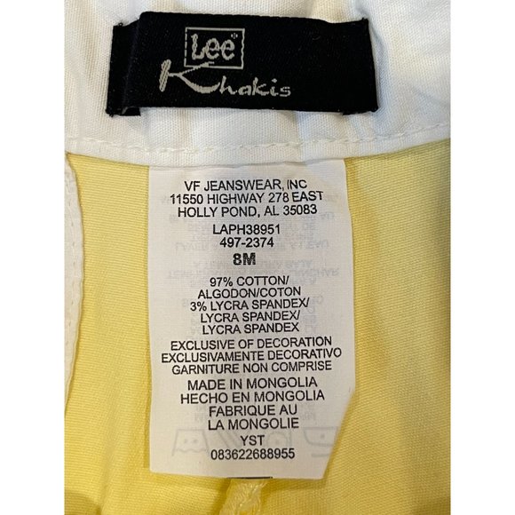 Lee Khakis Womens Shorts High Rise Chino Stretch Riders Outdoor Yellow Size 8 - Picture 7 of 8